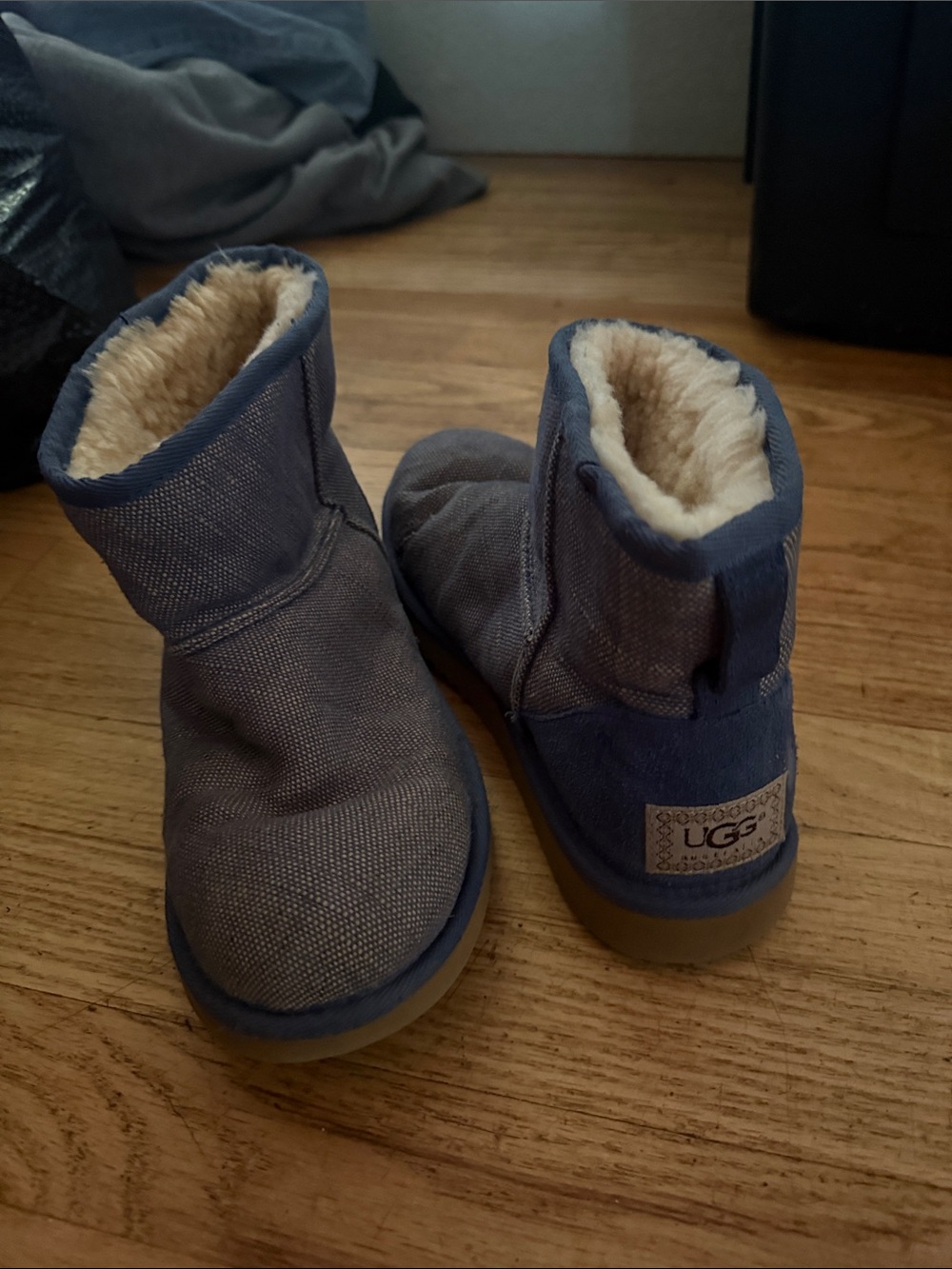 UGG Classic Mini Shearling-Lined Boots in Denim Blue